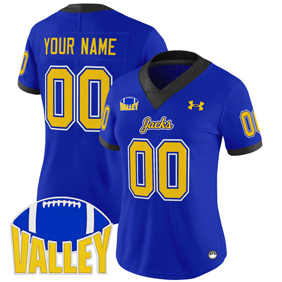 Women's Blue South Dakota State Jackrabbits Active Player Custom 2025 F.U.S.E. Vapor Limited Stitched Football Jersey(Run Small)